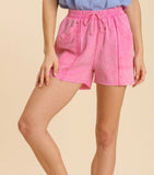 Mineral Washed Frayed Hem Shorts